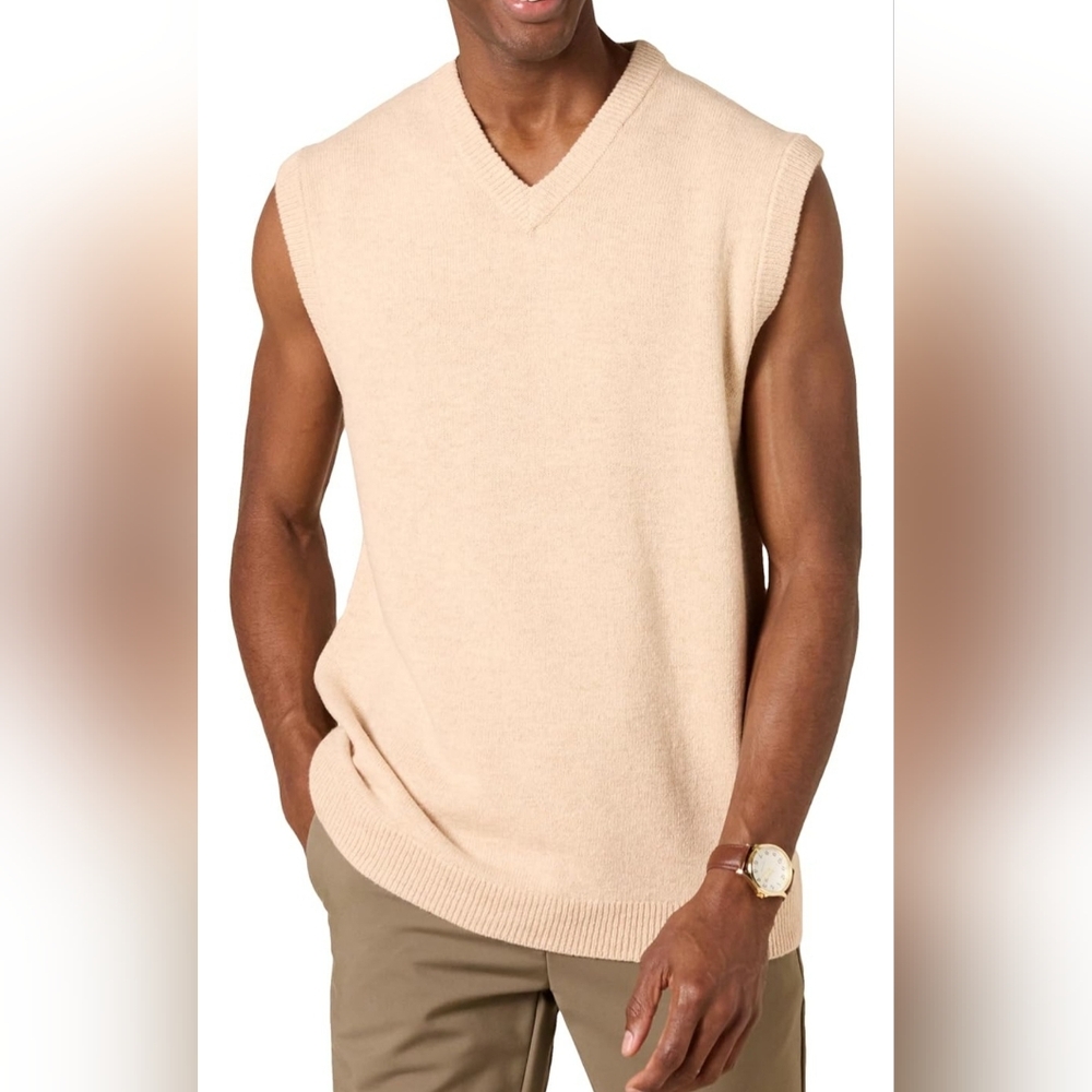 Goodthreads Men's Tan V-Neck Sweater Vest